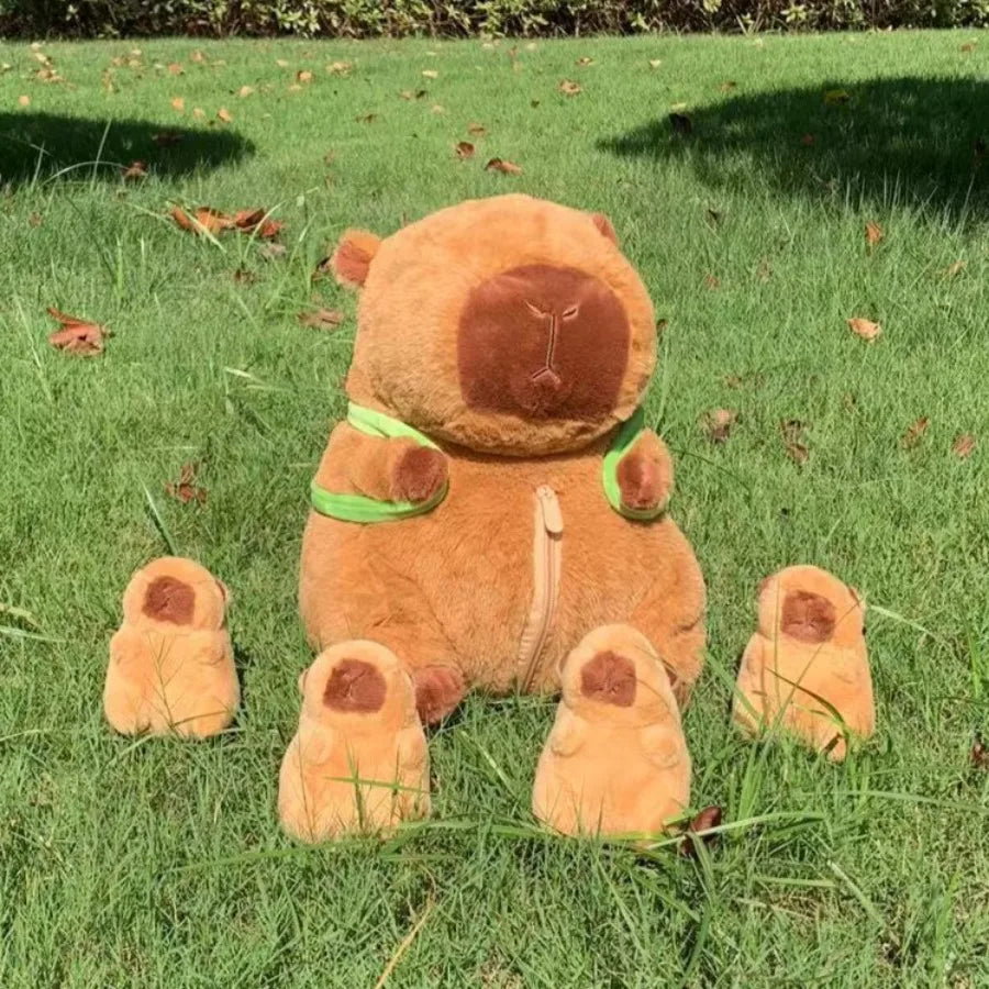 Capybara Plush Toy Set Mommy with 4 Baby Capibara Plushie Doll Stuffed Animal Pillow Turtle Backpack Kid Toys Christmas Gift