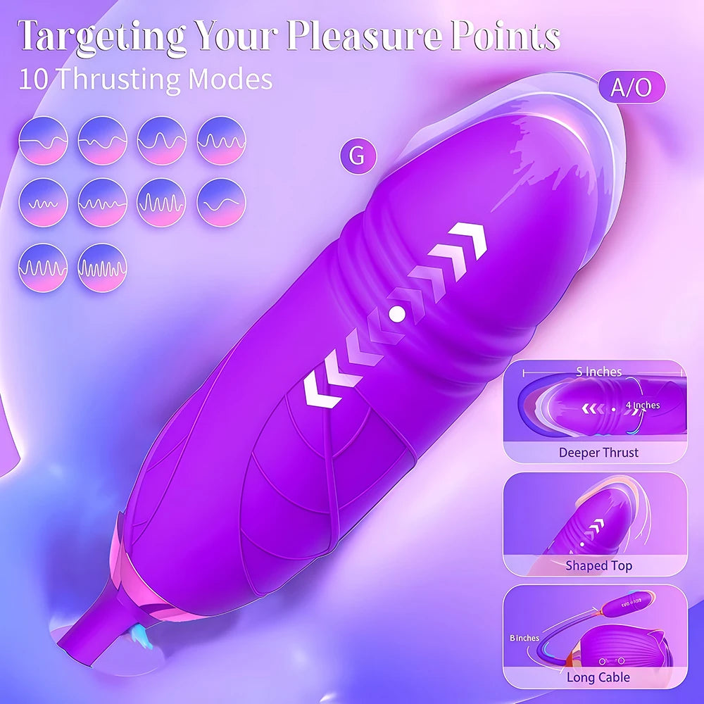 2 IN 1 Thrusting Vibrator for Women Clit Stimulator Telescopic Sucking Oral Biting Female Rose Sex Toy Clit Sucker Adults Good