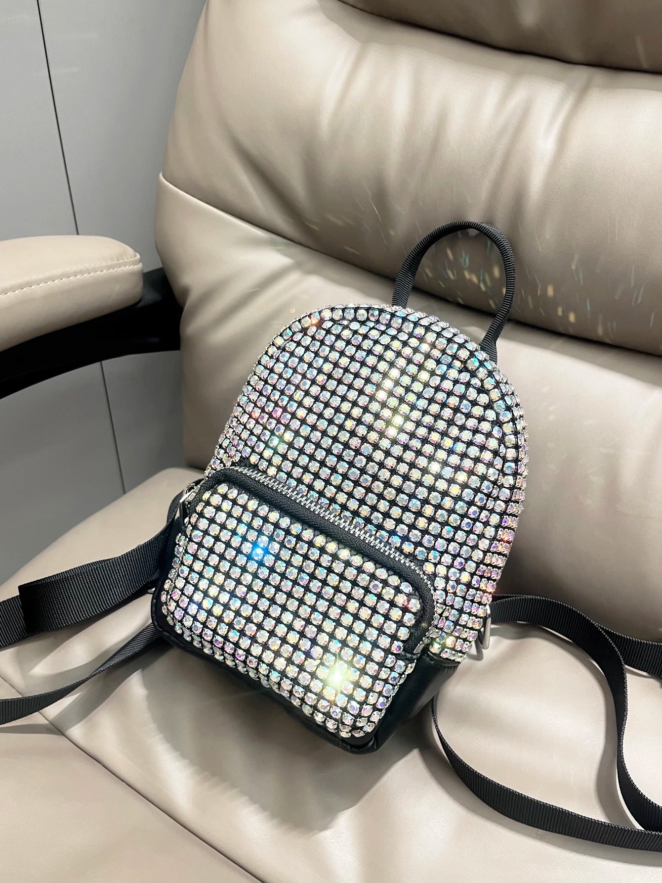 Women's Crystal Rhinestone Metallic Backpack – Mini Size, 4 Colors - TRYSHOPPY