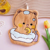 Kawaii Cartoon Bubu Dudu Hand Towel Double Layer Thick Absorbent Coral Fleece Hanging Towel Cute Cartoon Towel for Home Towel