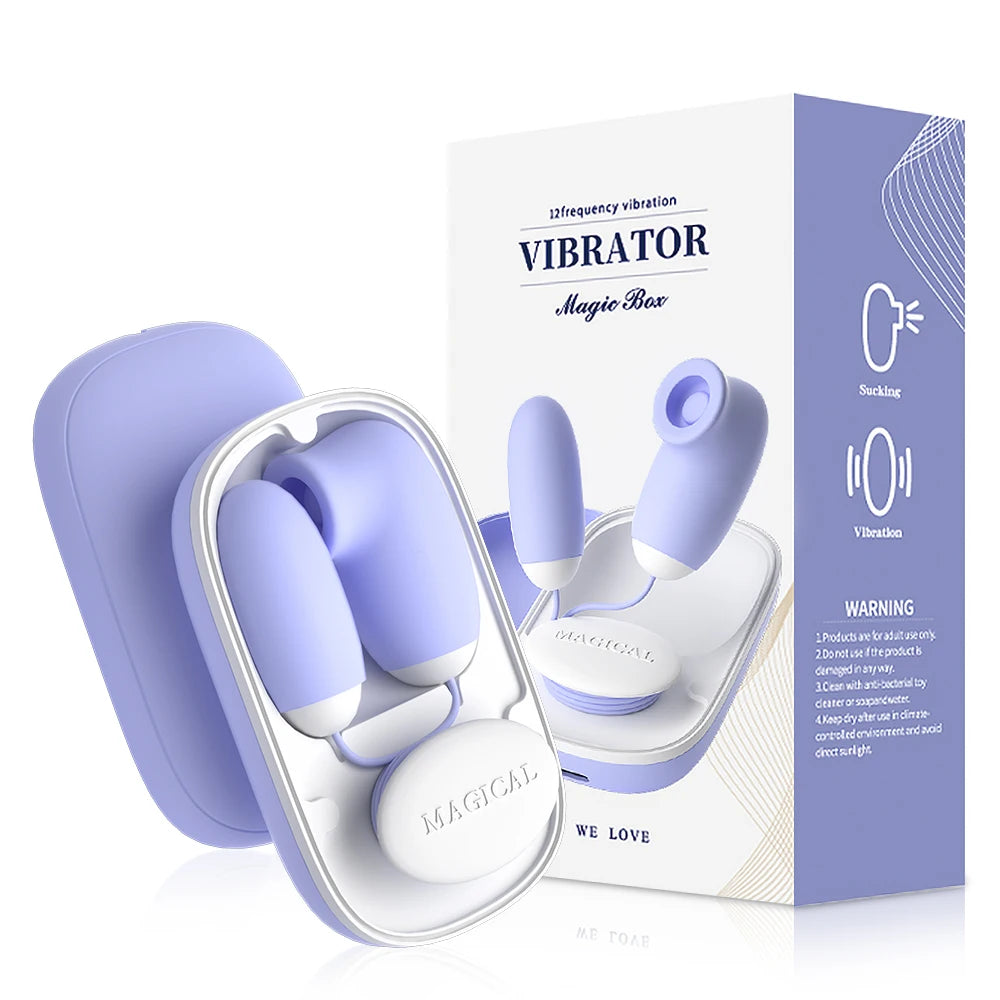 Double Jump Egg Clit Sucker Vagina Sucking Vibrator With Cute Magic Box Female Clitoris Vacuum G-pot Stimulator Nipple Sex Toys