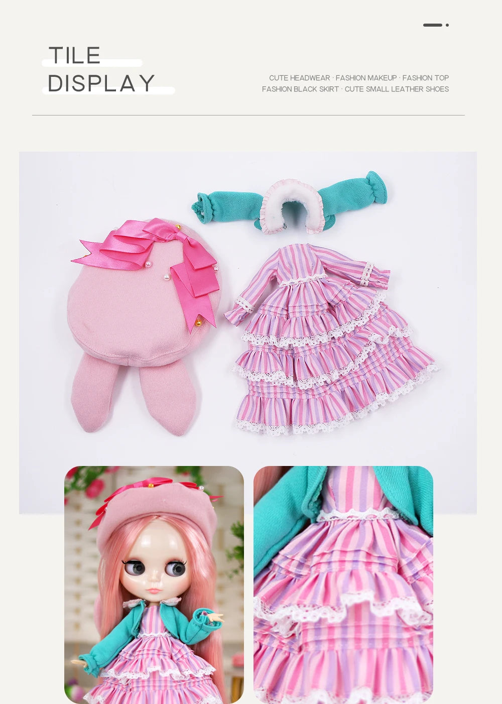 ICY DBS Blyth Doll 1/6 Clothing Joint Body Princess Dress Casual Clothing Toy Gift