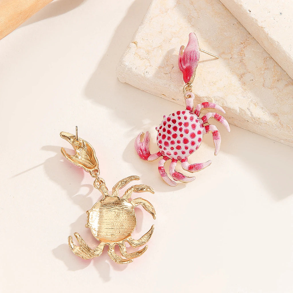 2025 Exaggerated Lobster Seashell Drop Earrings Bohemian Summer Beach Ocean Style Animal Colorful Crab Lobster Holiday Earring