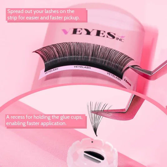 VEYES INC Lash Flow Platform with 5 Sunflower Fanning Cups – Curved Acrylic Lash Tile for Faster Pickup & Easy Fanning