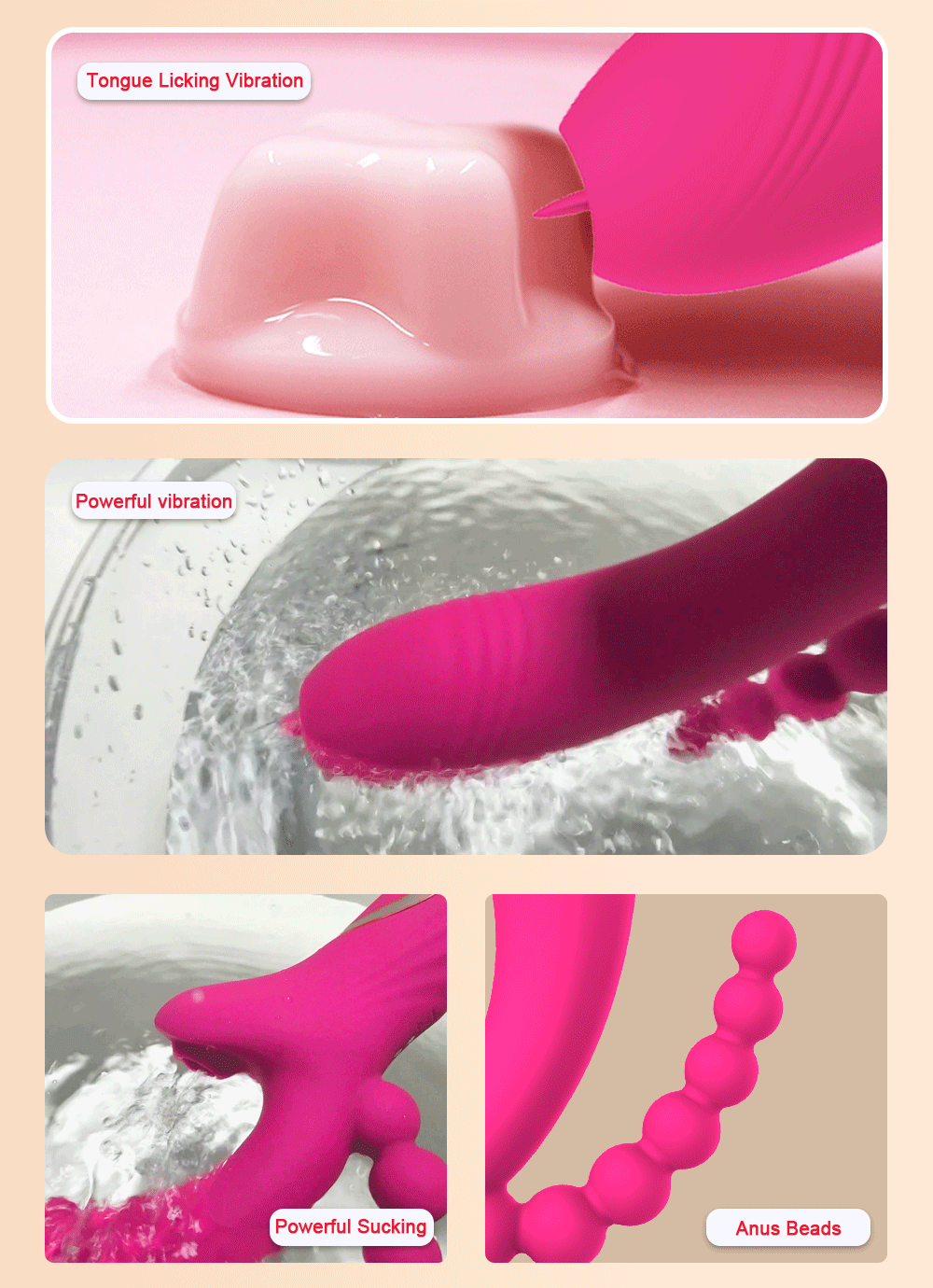 3 In 1 Clit Sucker Vagina Sucking Vibrator Clitoris Stimulator Blowjob Oral Nipple Sex Toys for Adults 18 Women Products