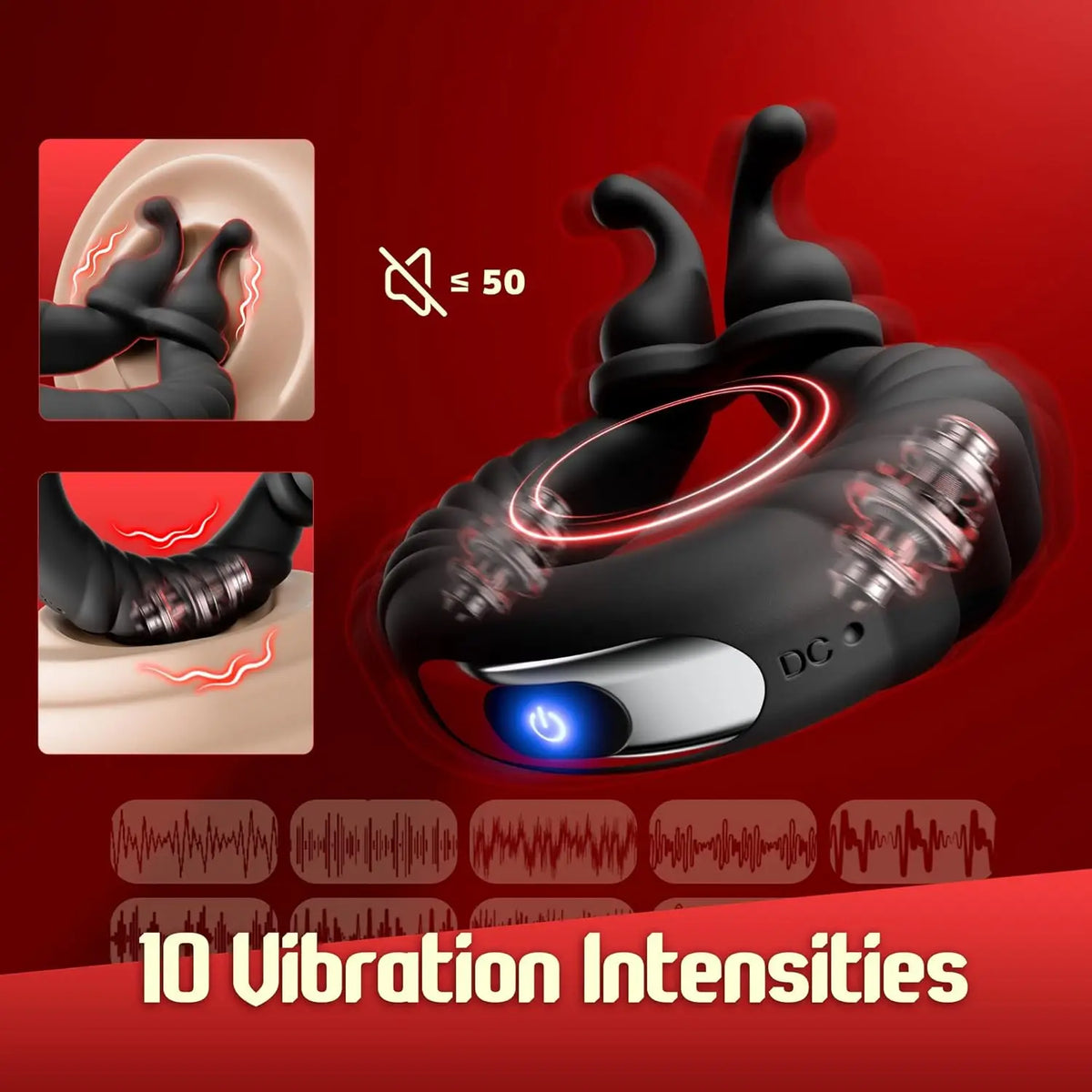 Vibrating Cock Ring Adult Sex Toys for Men, 10 Vibrating Modes Penis Ring Vibrator with Clitoral Stimulator, Male Couple Sex Toy