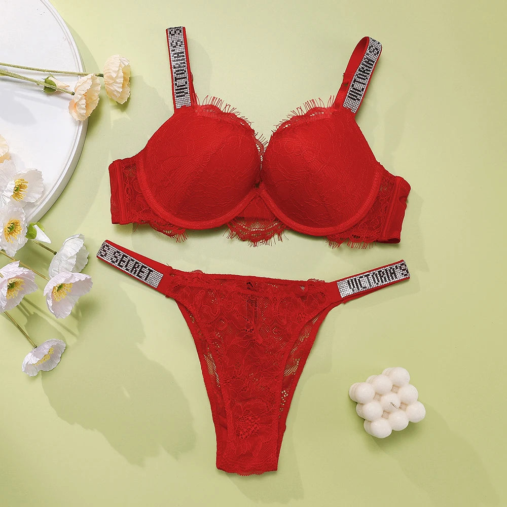 Women's Padded Lace Bra & Panty Set