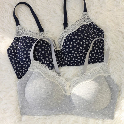 Women's Floral Lace Wireless Bra Set