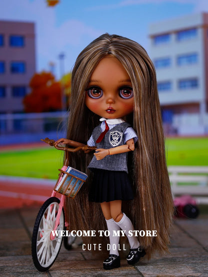 ICY DBS Bryce 1/6 Hand-Painted Doll Set Doll with Black skin, Long Lashes, and Sunspots SD Version