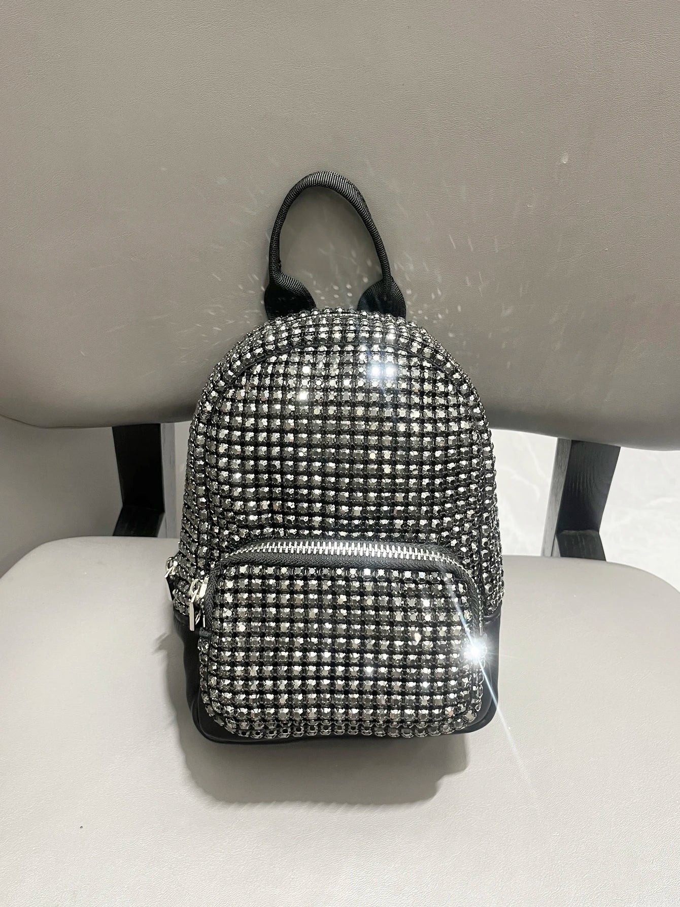 Women's Crystal Rhinestone Metallic Backpack – Mini Size, 4 Colors - TRYSHOPPY