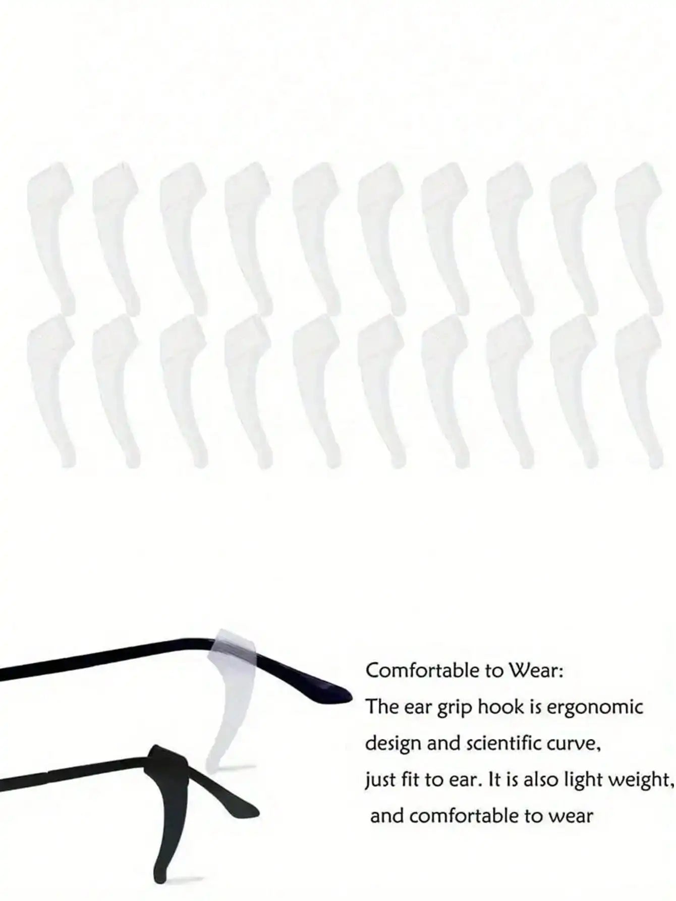 4~40pcs Anti-Slip Silicone Ear Grip Glasses Eyeglasses Leg Ear Hook Stopper Bracket Fastener Accessories Temple Tip Eyewear Holder Glasses Accessories For Women Clear