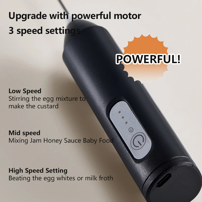 MINl Mik Frother USB Rechargeable 3 Speeds Foam Maker Coffee Whisk Mixer Electric Handle Blender Egg Beater Hot Cooking Tools