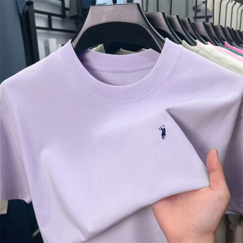 100% cotton breathable short sleeve T-shirt men's summer fashion luxury brand golf Paul embroidery loose casual round neck top