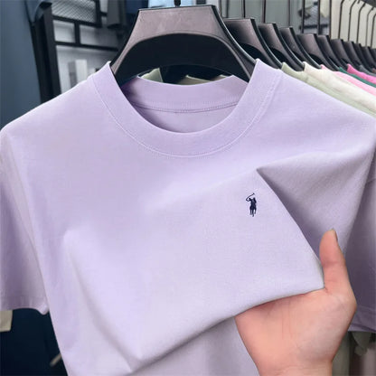 100% cotton breathable short sleeve T-shirt men's summer fashion luxury brand golf Paul embroidery loose casual round neck top