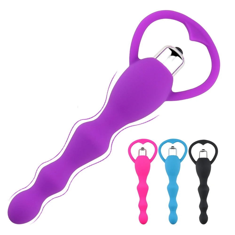 Long Anal Vibrator Butt Plug Silicone Vibrating Anal Beads Gay Toy Male Prostate Massage Sex Toys for Women Men Adult Products