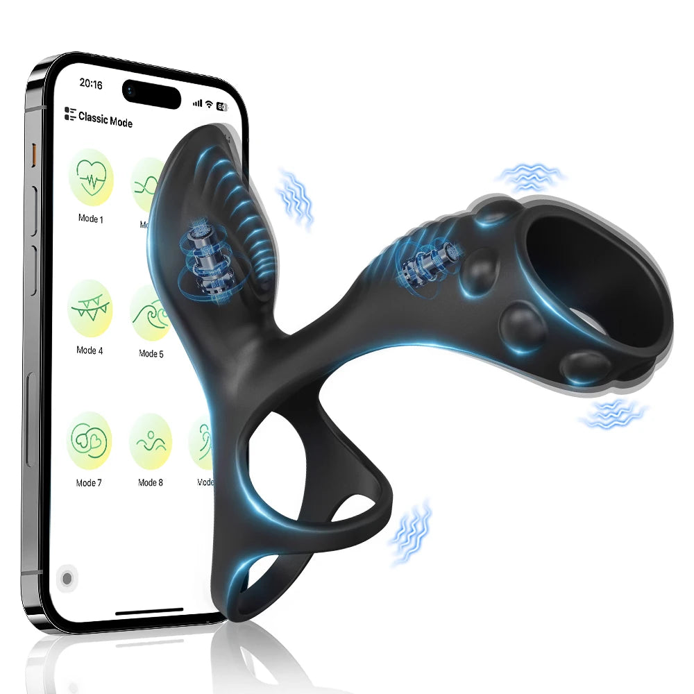 Adult Sex Toys Penis Ring - Vibrating Cock Ring with Clit & G Spot Vibrator for Men Couples, Penis Sleeve for Stronger Erection