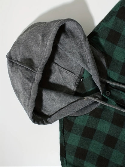 Men's Plaid Hooded Casual Shirt