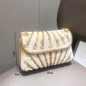 Women's Crystal Rhinestone Metallic Clutch Bag – Evening & Party, 3 Colors - TRYSHOPPY