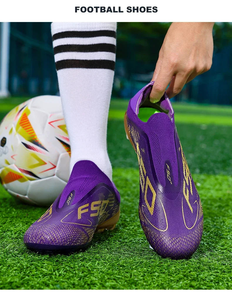 New Men Football Boots Non-Slip Boys Cleats Hot-selling Soccer Shoes Grass Outdoor Match Sneakers High-quality High-top Light