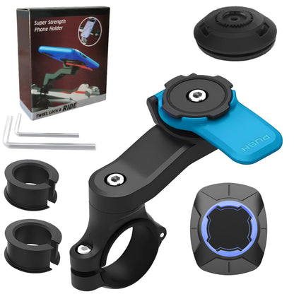 Motorcycle Phone Mount, Anti-Shake Bike Cell Phone Holder with Vibration Dampener, Quick Release Attach/Detach