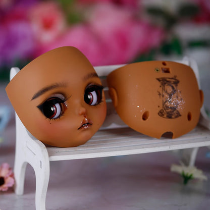 Blyth1/6 doll Hand-painted shell DIY makeup lip carving eyebrows handmade Ears