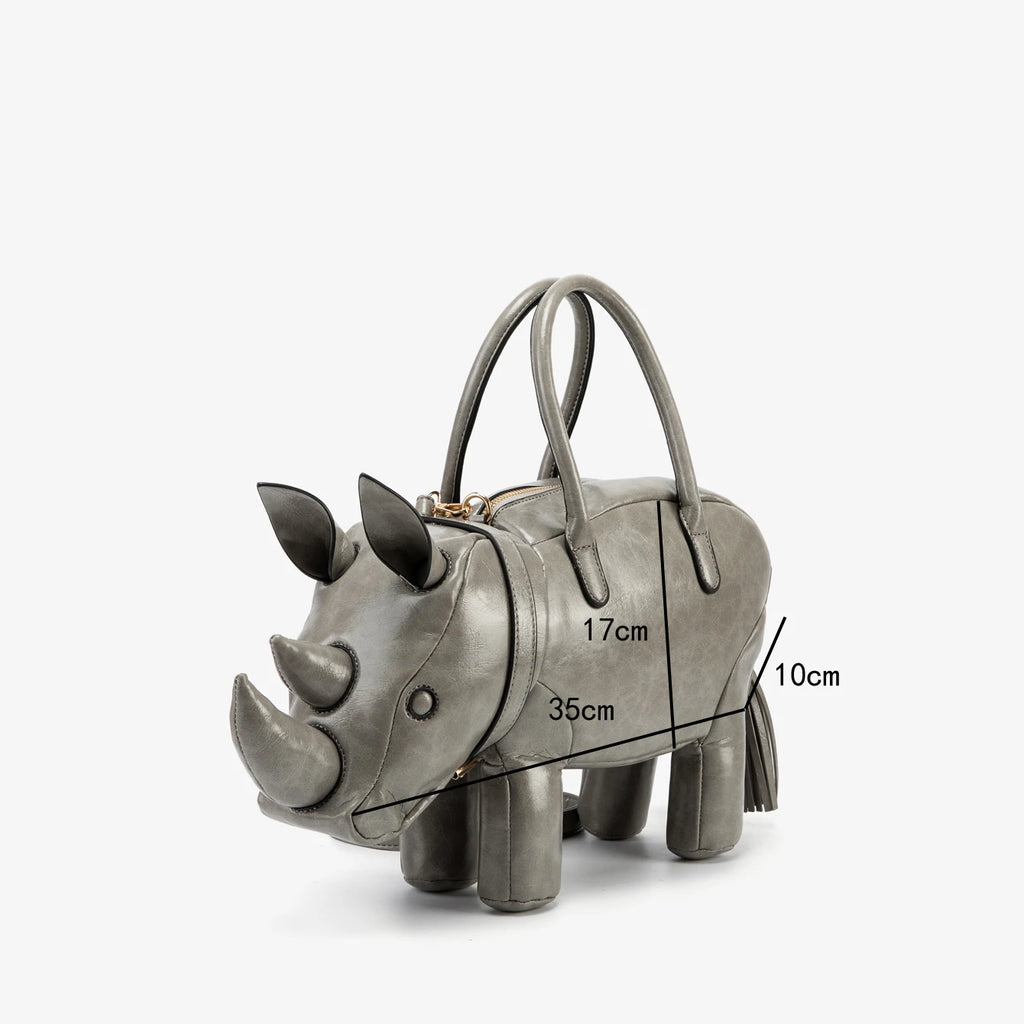 Women's Rhino-Shaped Faux Leather Shoulder Bag – All-Season Novelty Handbag, 5 Colors