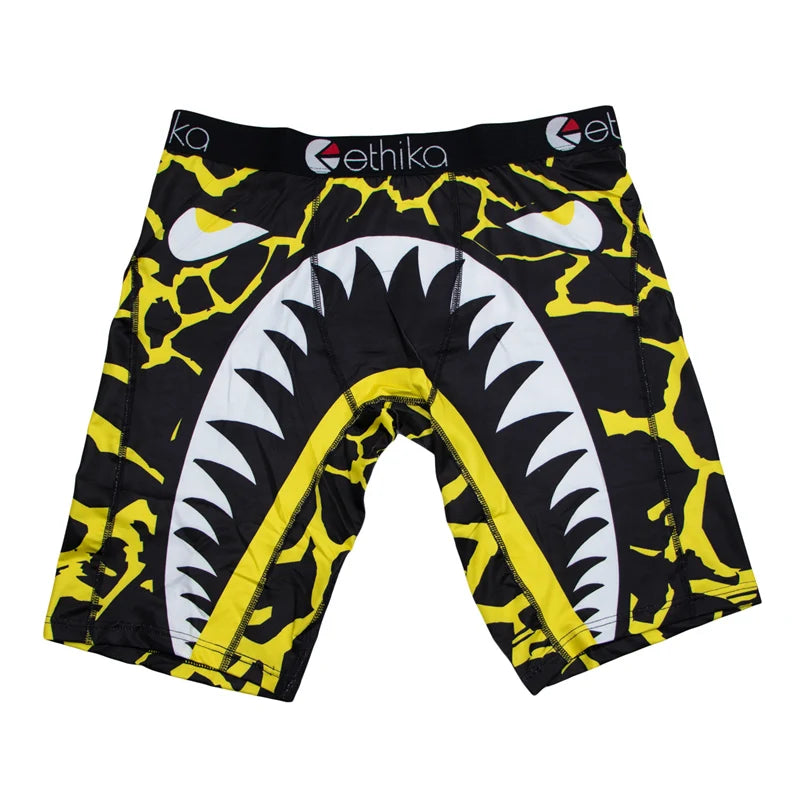 ETHIKA 1Pcs Men Underwear Boxers Breathable Mesh Crotch Man Underpants Plus Size L-3XL Mens Panties Printed Men's Boxers Briefs
