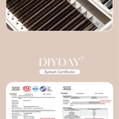 DIYDAY YY Shape Eyelash Extension C D L LU(M) N Curl Brown Lash Natural Soft Premade Volume Fans Two Tips Y-Shaped False Eyelash