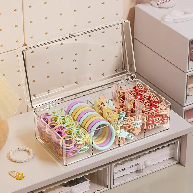 Transparent Plastic Hair Accessories Storage Box Lightweight Countertop Cosmetic Storage Box