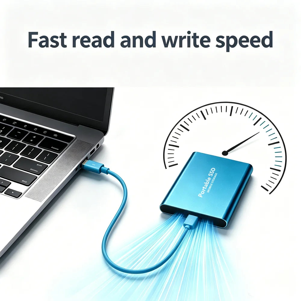 High-speed SSD 1TB Portable External Hard Drive 2TB Solid State Drive 4TB Mass Hard Disk for Laptop Mac PC and Mobile Phone Data