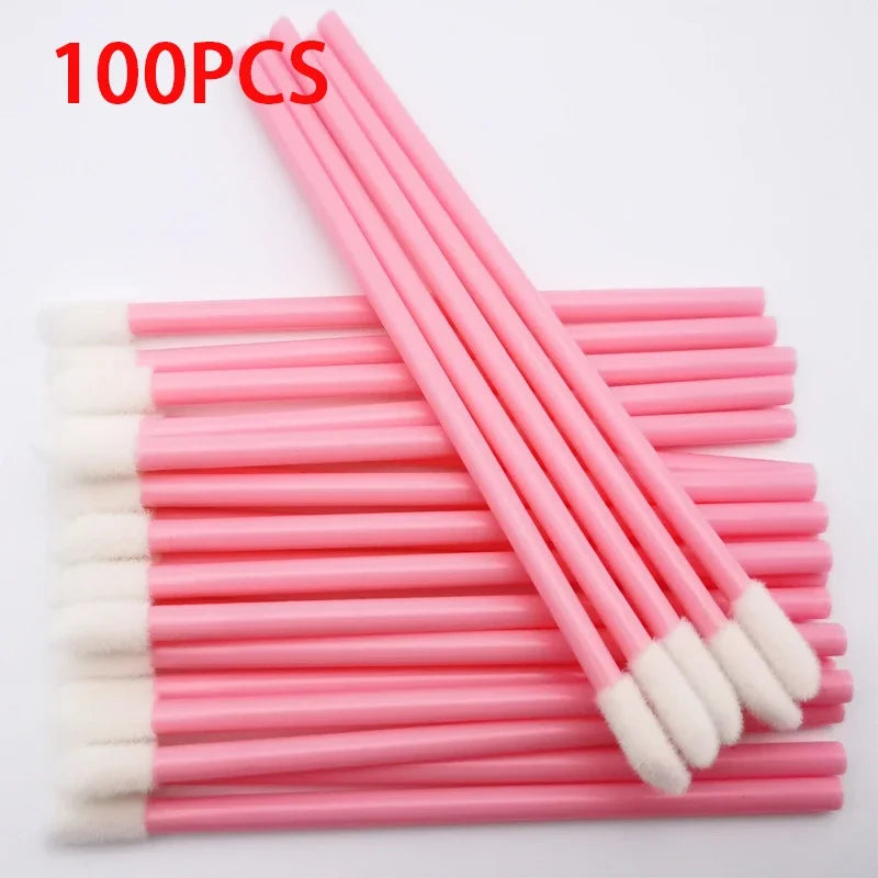 100PCS Lip Brushes Makeup Brush Eyelashes Extension Applicator Lipstick Wands Set For Woman Cosmetic Colourful Make Up Tools