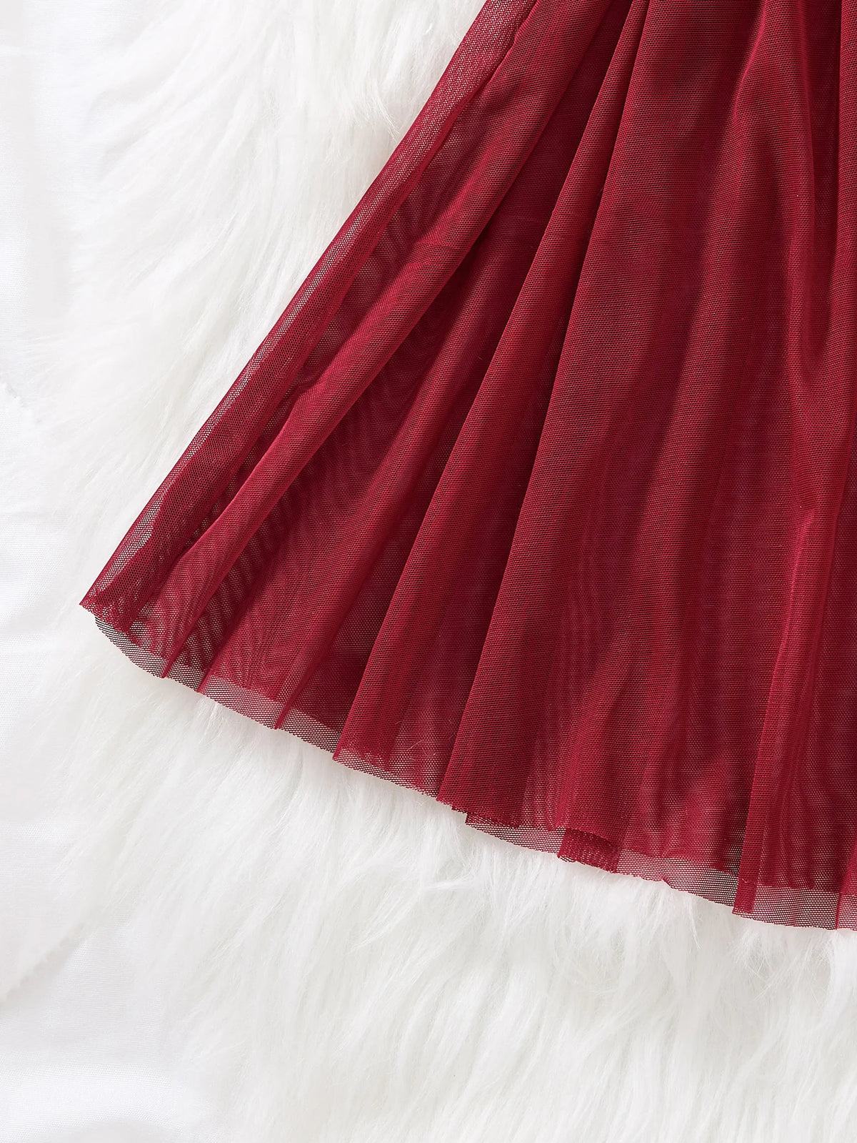Wine Red Rose Embroidered Lace Nightgown Set