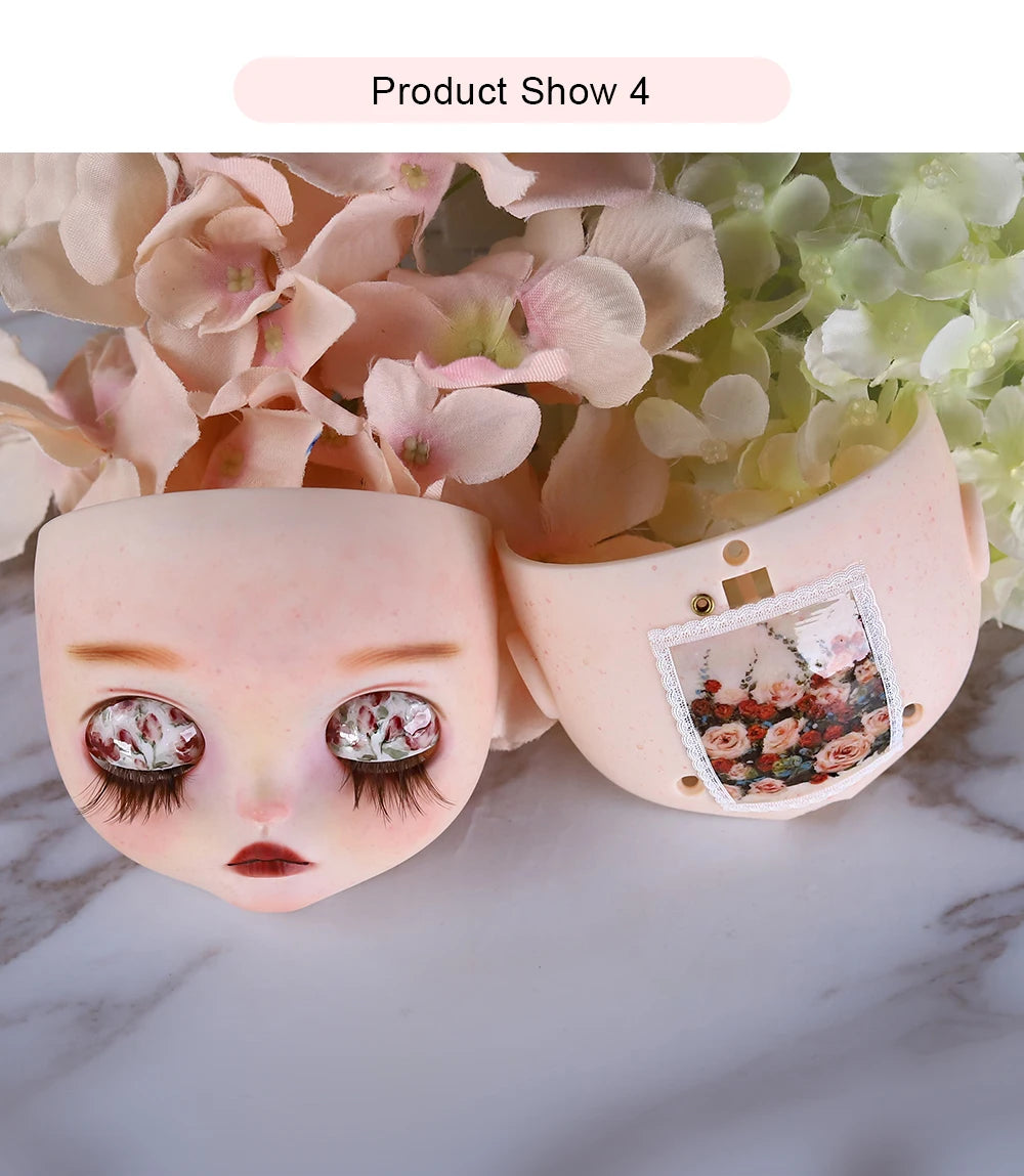 Blyth1/6 doll Hand-painted shell DIY makeup lip carving eyebrows handmade Ears