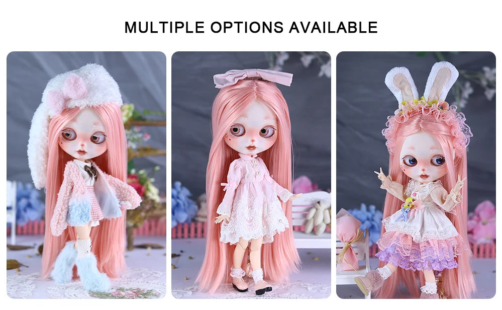 ICY DBS Blyth 1/6 Doll Hand Painted Set Cute Bunny Frosted Face Doll Set SD