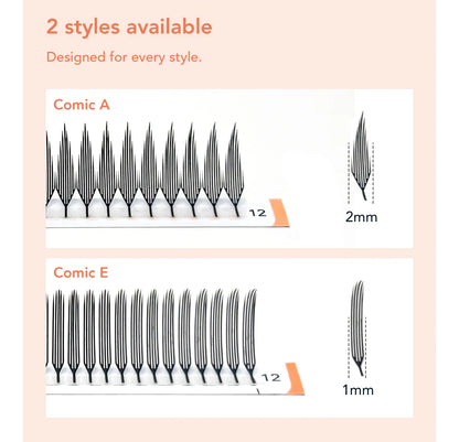 DIYDAY Narrow Anime Spire Lashes Premade Fans for Eyelash Extension Comic Spike False Mink Lashes Daily Natural Makeup Tool