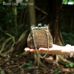 Women's Mini Rhinestone Chain Coin Purse – Card Bag, 3 Colors - TRYSHOPPY