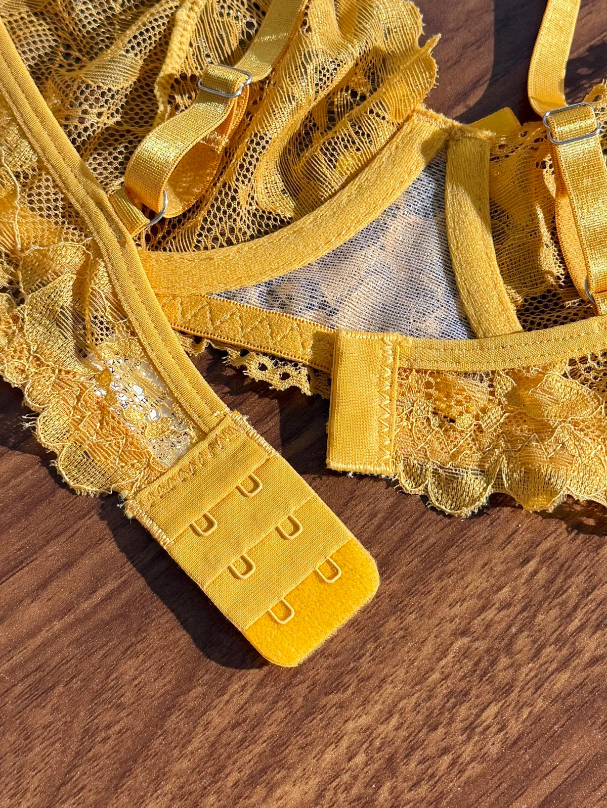 Women's Yellow Floral Lace Bra & Panty Set