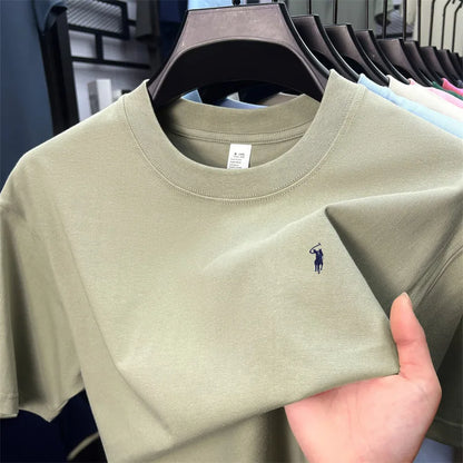 100% cotton breathable short sleeve T-shirt men's summer fashion luxury brand golf Paul embroidery loose casual round neck top