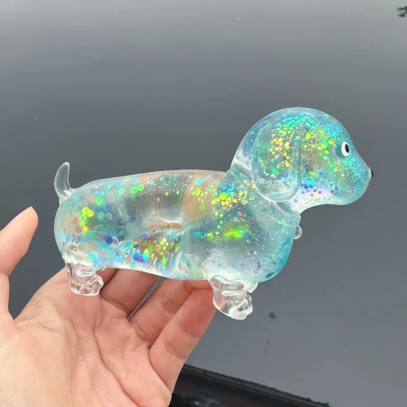 Sparkling Powder Sausage Dog Fidget Squishes Pinch Soft Maltose Texture Stress Relieving Toy Cute Puppy Slow Rising Squishy Toys