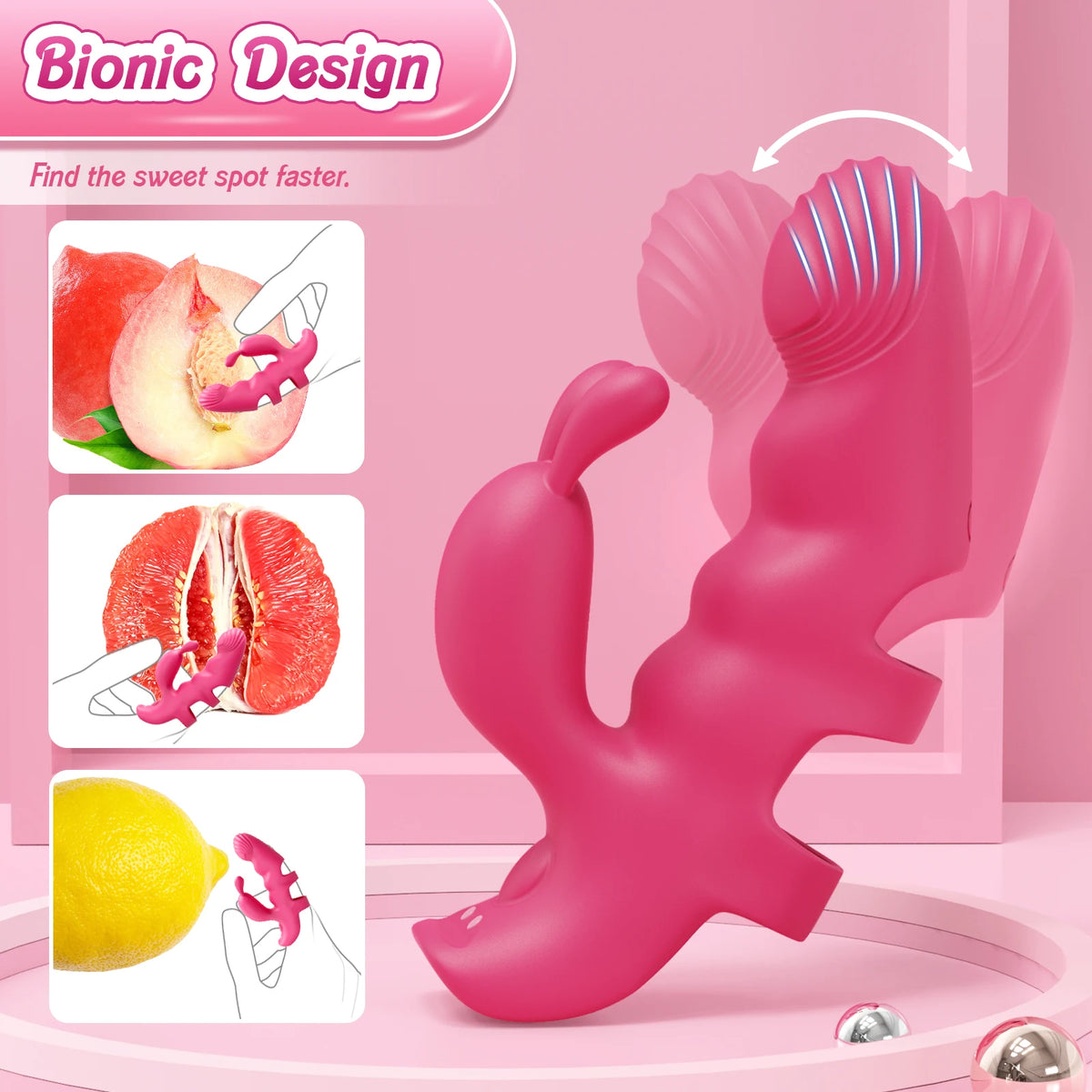 2 In 1 Rabbit Vibrators Finger Vibrator Adult Sex Toys for Women, Clitoral Nipple Butterfly Vibrators for Women G-Spot Massager