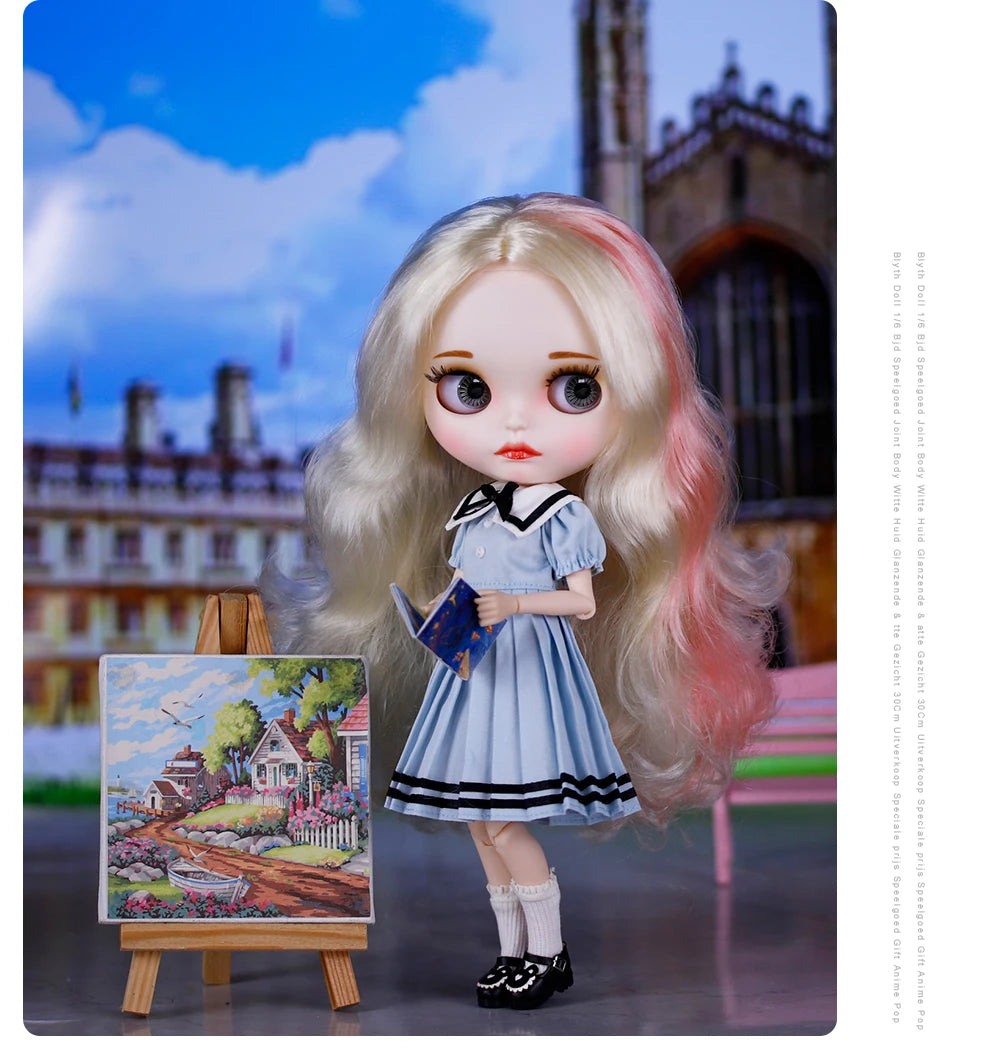 ICY DBS Blyth Doll Pleated Skirt Leather Jacket Hat Set Anime Girl jiontBody 1/6 BJD