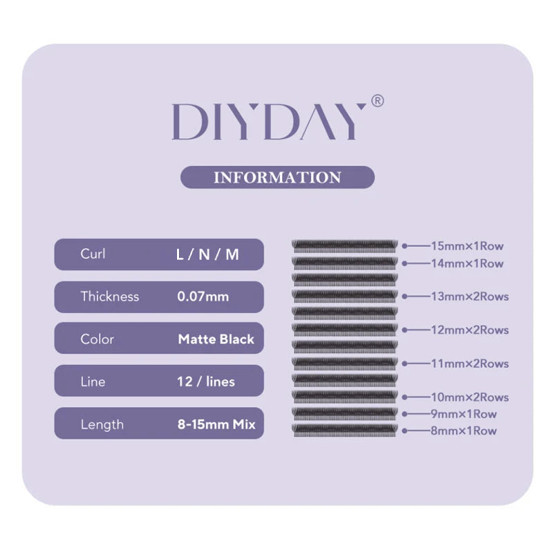 DIYDAY L / LU(M) / N 3D 4D 5D W Shape Eyelash Extension W Style Faux Mink Eyelashes Premade Volume Fan Lashes Supplies