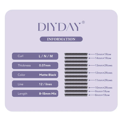 DIYDAY L / LU(M) / N 3D 4D 5D W Shape Eyelash Extension W Style Faux Mink Eyelashes Premade Volume Fan Lashes Supplies