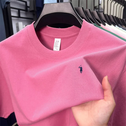 100% cotton breathable short sleeve T-shirt men's summer fashion luxury brand golf Paul embroidery loose casual round neck top