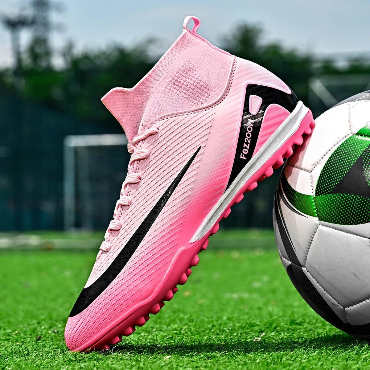 Shock-absorb TF Football Boots Soft Thick PU Textile Rubber Outsole Anti-slip Relieve Long-time Training Foot Fatigue