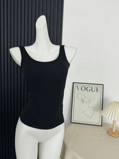 Sexy Backless Square Neck Camisole with Chest Cushion, Women's Hot Selling Outerwear Base, Slim Fit, Strapless Solid Color Top