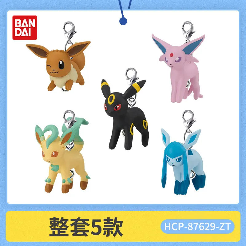 Bandai Pokemon Eevee Gashapon Figure Keychain Volume 13 Pendant Leafeon Glaceon Espeon Umbreon Bag Charm For Anime Collectors