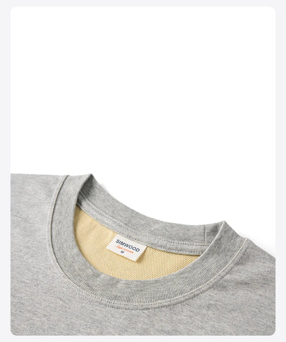 SIMWOOD 2026 Summer New 【Oversize Short Length】240gsm Moisture Wicking Quick Dry T-shirt Men Two-Tone Color Design Tops