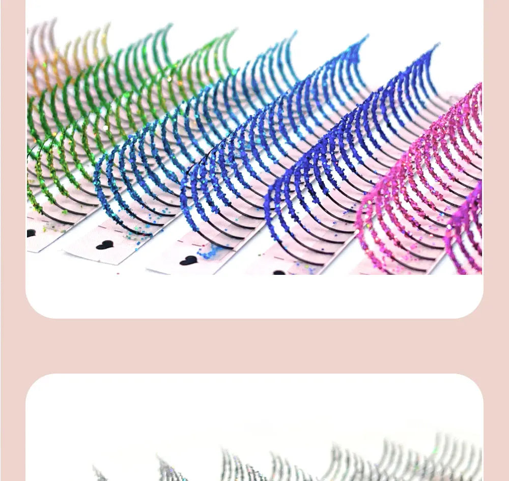 DIYDAY Mixed Glitter Colored Eyelashes Individual Premade Russian Volume Fans Glitter Lashes Extension Wholesale for Makeup