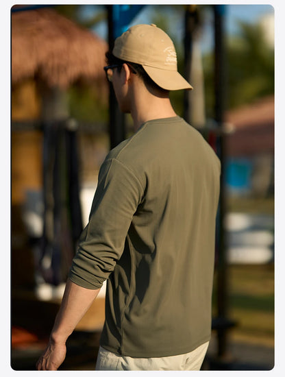 SIMWOOD Quick Dry Waffle Texture Long Sleeve T-shirt Men 180gsm Anti-static Moisture Wicking Sportswear for Running Workout Top